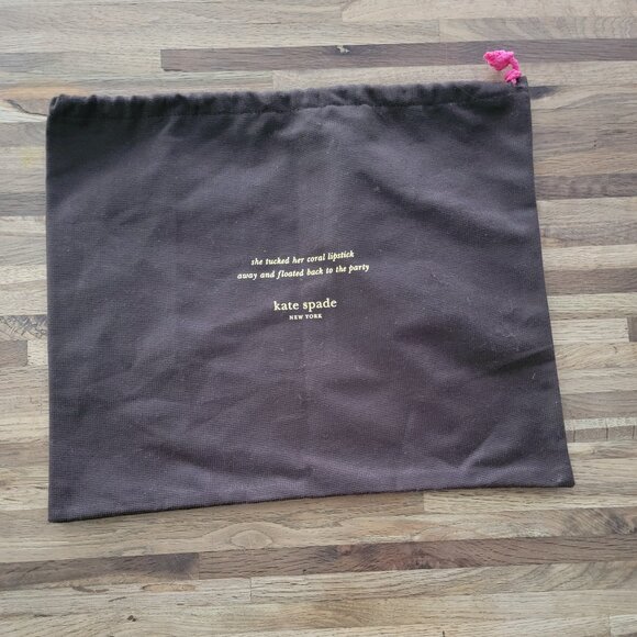 Kate Spade New York Dust Storage Bag 14"x11.5" Drawstring Cinch Sack Brown Gold - Picture 1 of 7